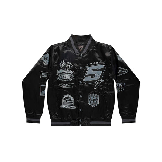 "5OM RACING" Bomber Jacket Black/Grey