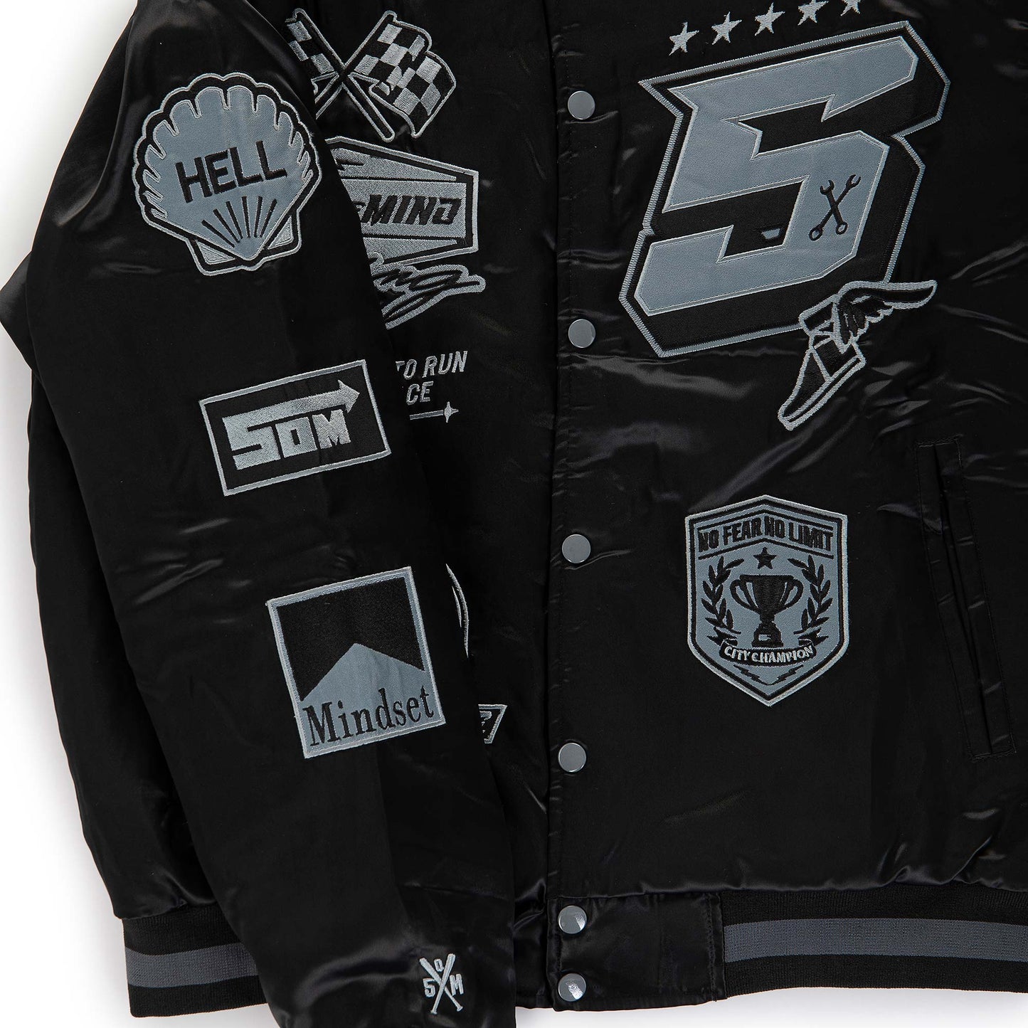 "5OM RACING" Bomber Jacket Black/Grey