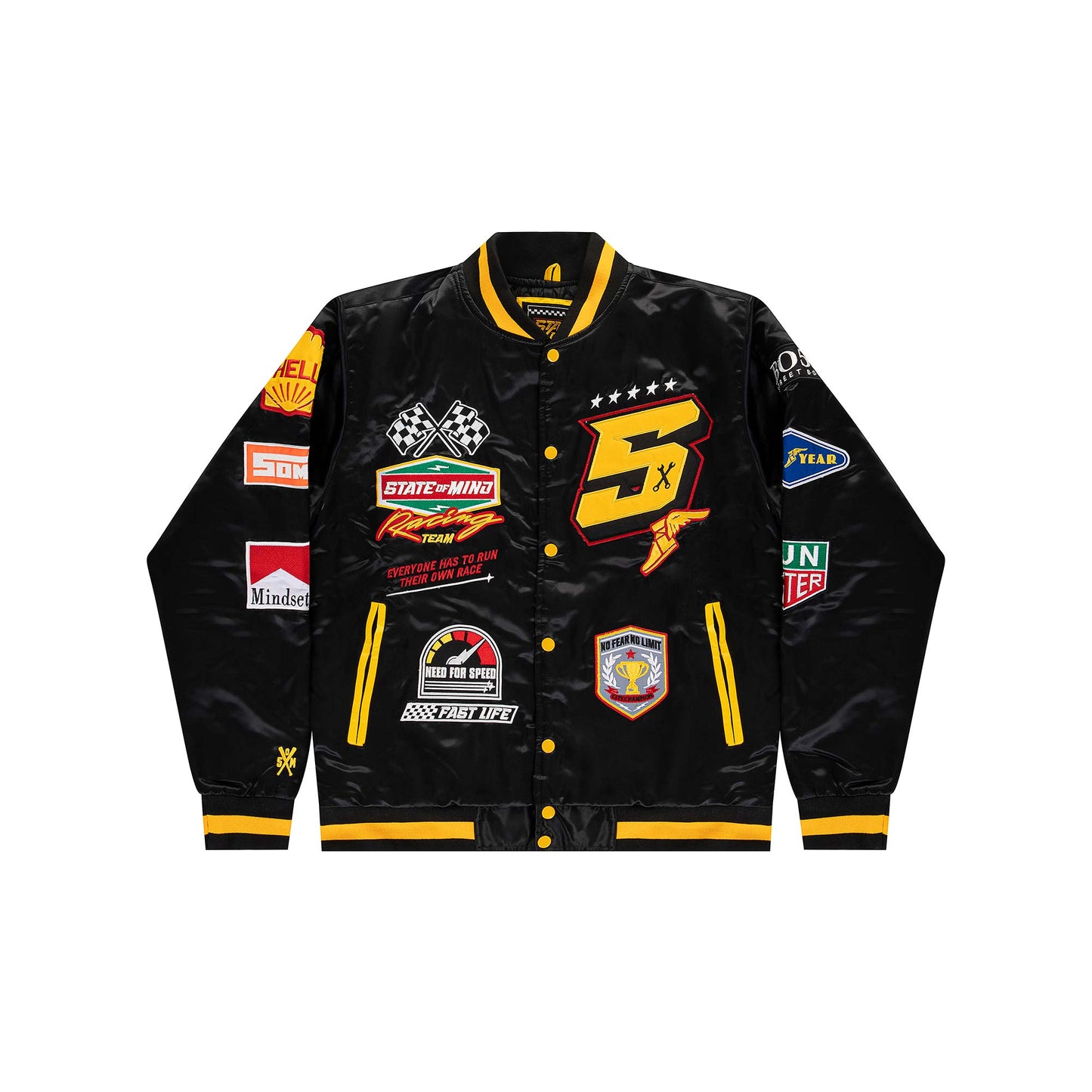 "5OM RACING" Bomber Jacket Black