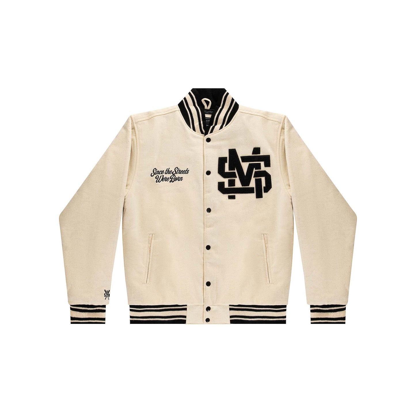 "5OM MONOGRAM" Monogram Varsity Off white