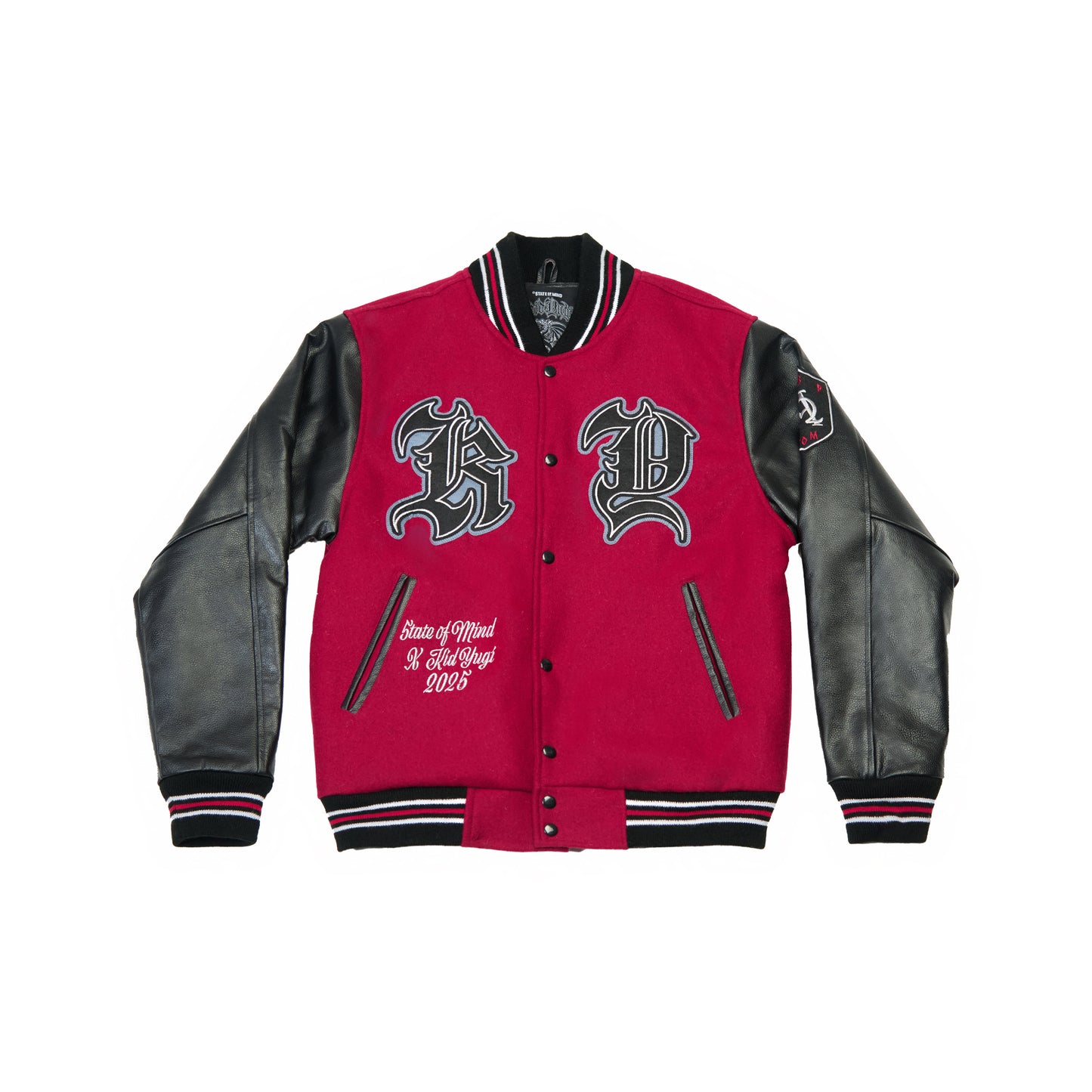 "5OM x Kid Yugi" Dragon Varsity Jacket Red