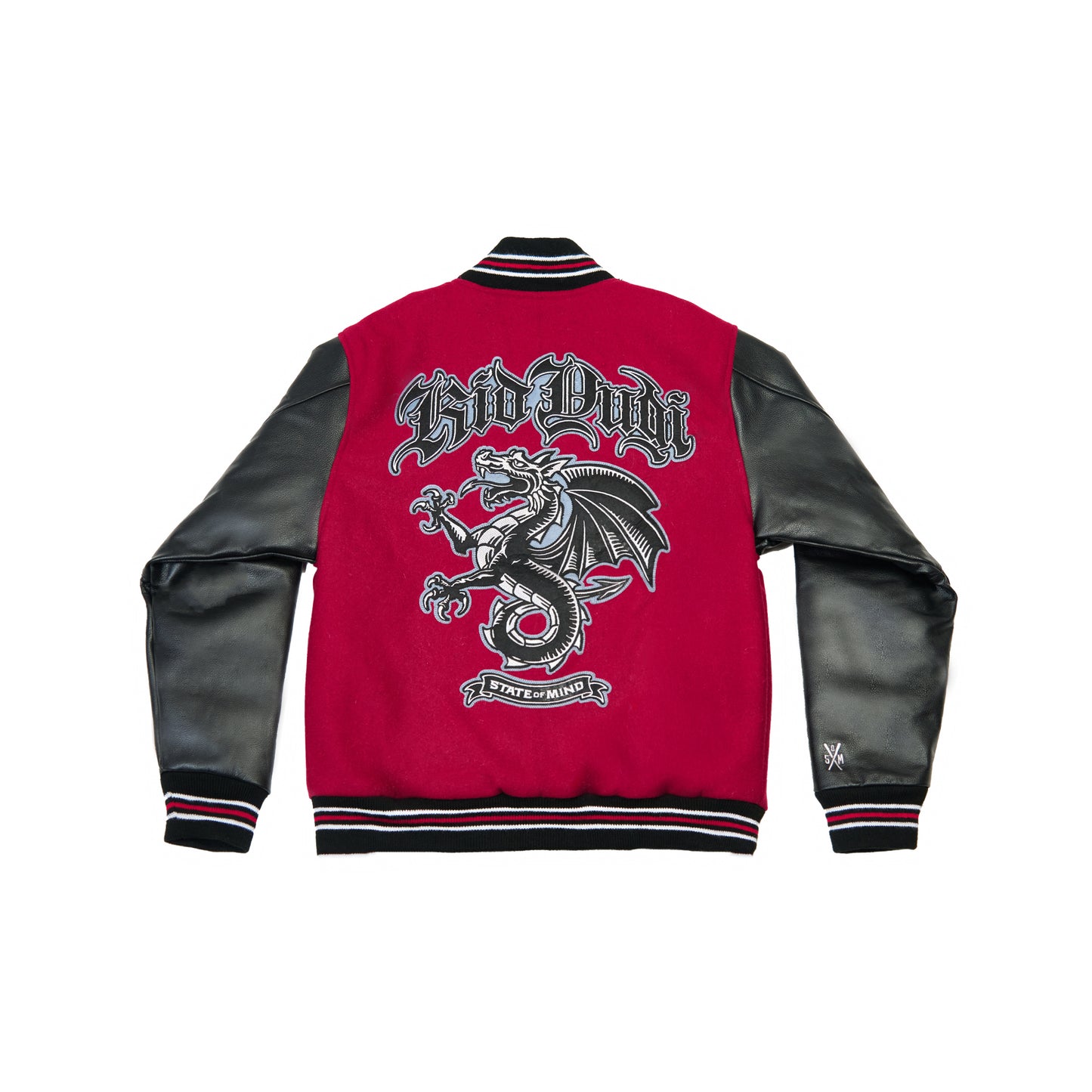 "5OM x Kid Yugi" Dragon Varsity Jacket Red