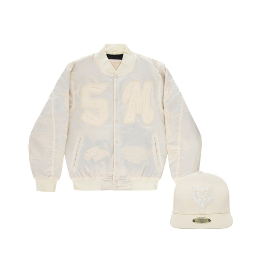 "LONE WOLVES" Bundle / Bomber White + snapback cap
