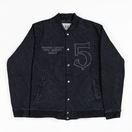 "VDV x 5TATE OF MIND" Canvas Bomber Washed Black