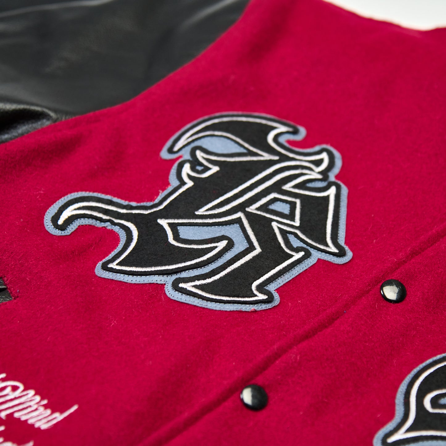 "5OM x Kid Yugi" Dragon Varsity Jacket Red