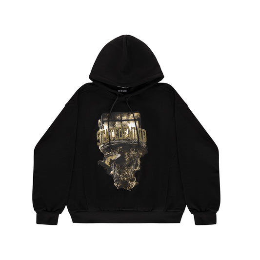 "5OM GRFX" Basketball Pidgeon Hoodie Black