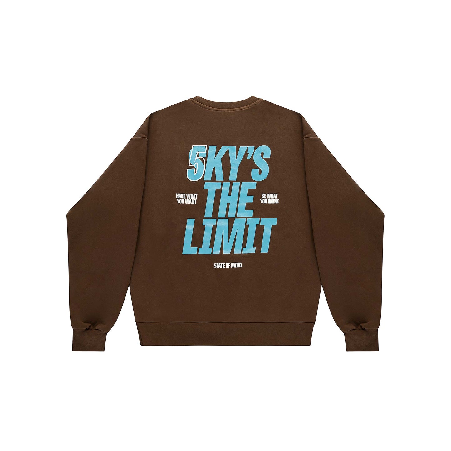 "5OM WORD UP" Sky Is The Limit Crewneck Brown