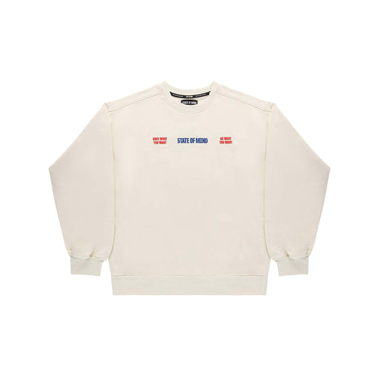 "5OM WORD UP" Sky Is The Limit Crewneck Off white