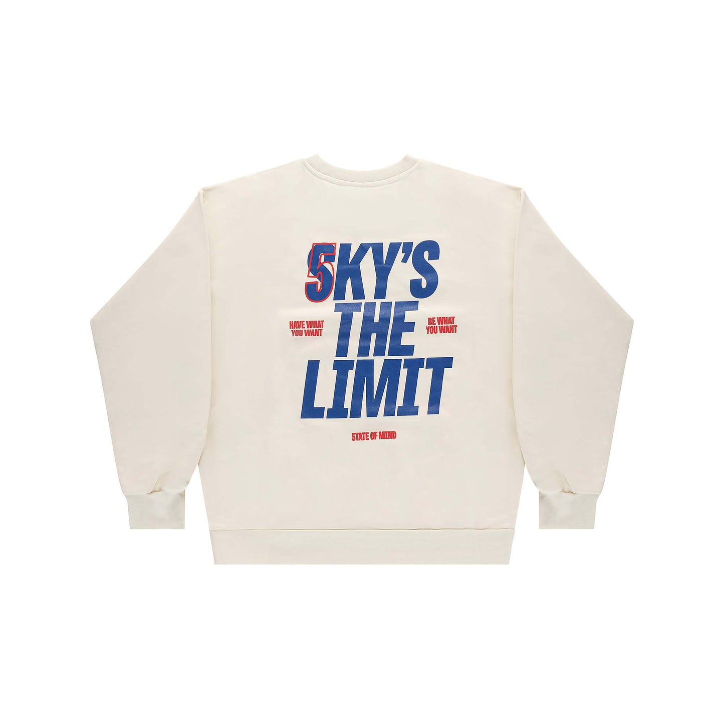 "5OM WORD UP" Sky Is The Limit Crewneck Off white