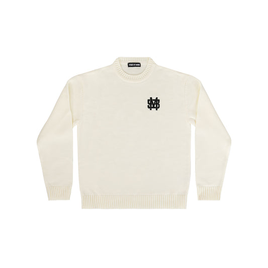 "5OM MONOGRAM" Monogram Sweater Off white