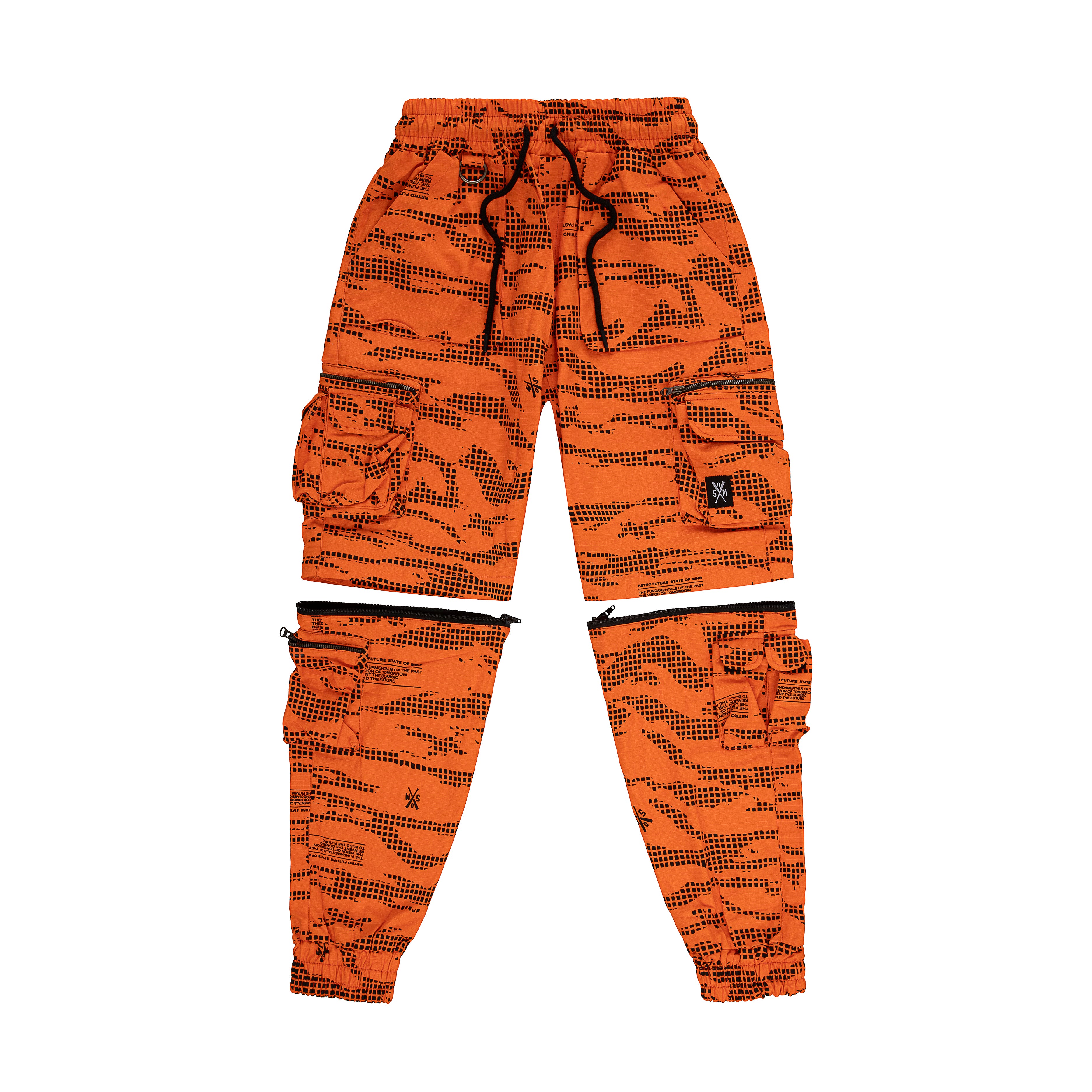 Zodls Pantaloni Cargo Donna Mimetica Camouflage - Vita Elastica, Tasche Laterali - Arancione - Taglia M (Vita 73-85 Cm)
