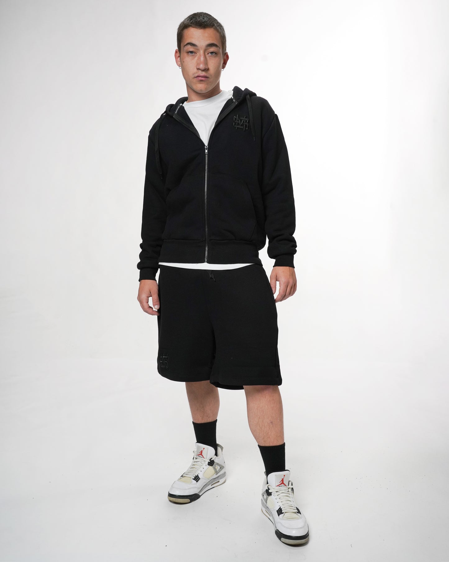 "MONOGRAM" Zip Hoodie Black T/T 500g
