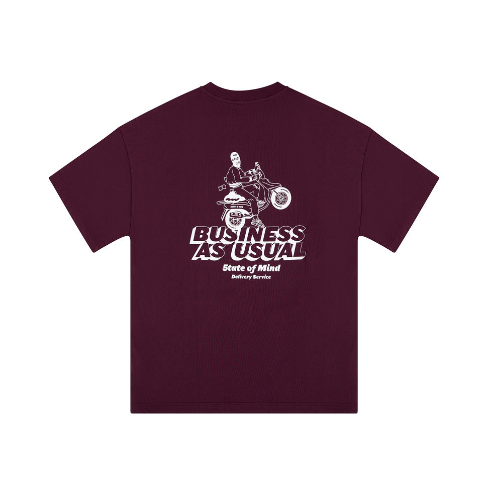 " BUSINESS AS USUAL " T-Shirt Plum