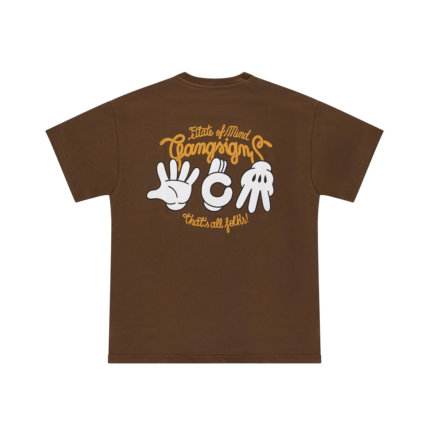 "5OM GRFX" Gang Signs Tee Brown