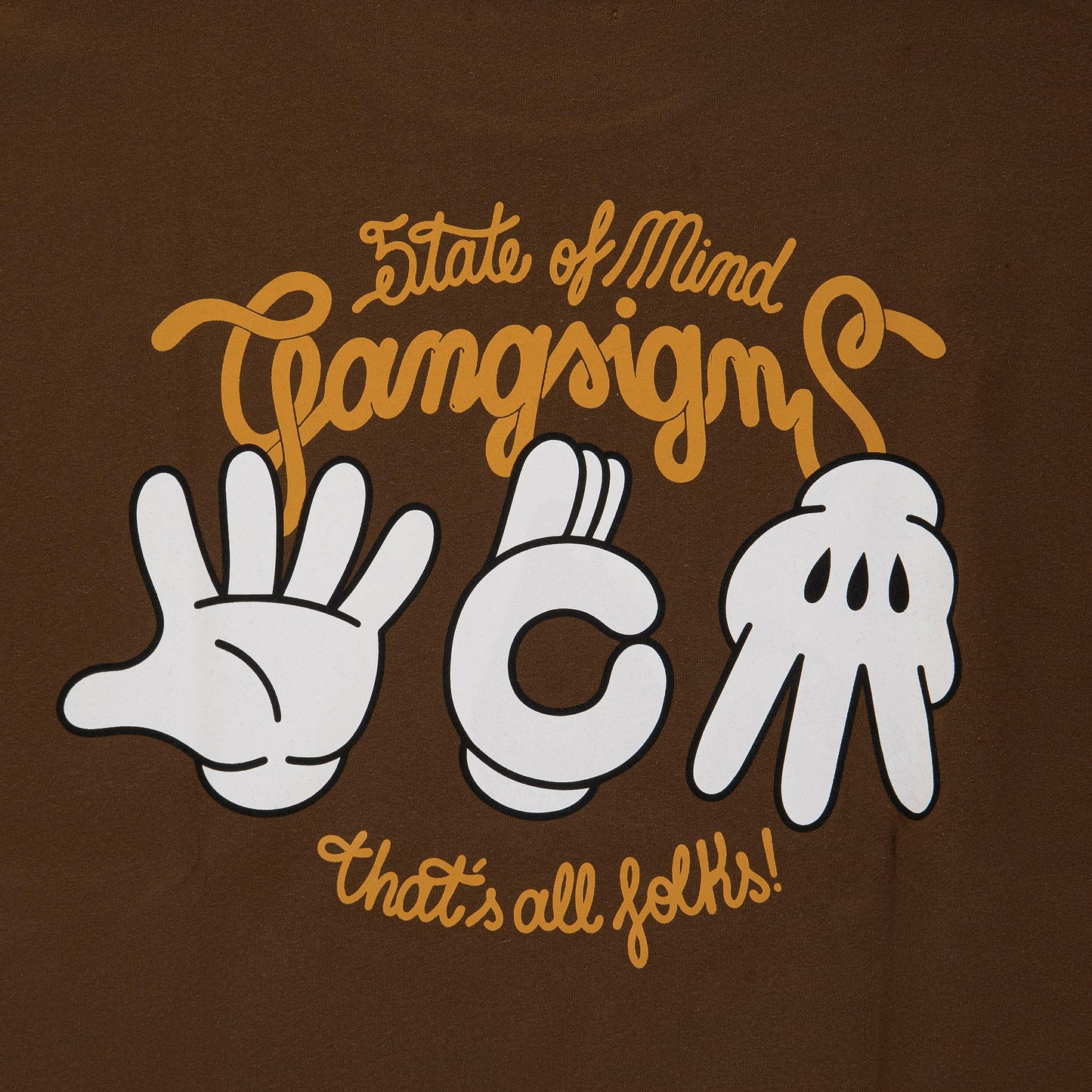 "5OM GRFX" Gang Signs Tee Brown