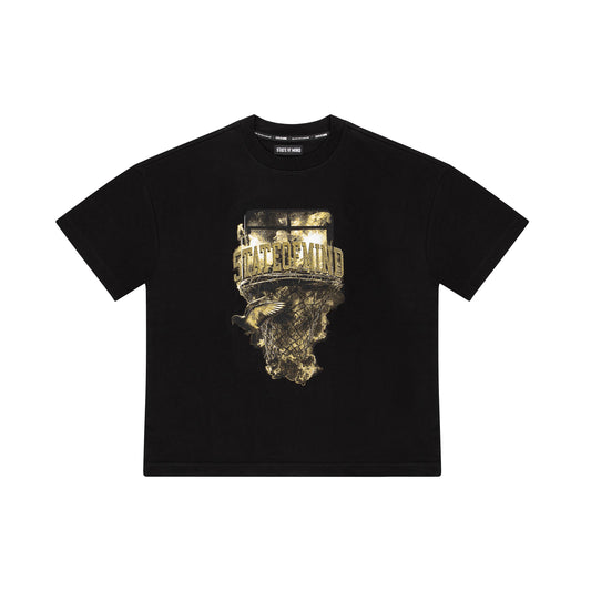 "5OM GRFX" Basketball Pidgeon Tee Black