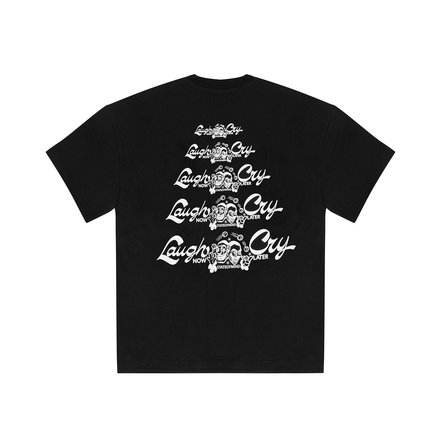 "5OM WORD UP" Laugh Now Cry Later Tee Black