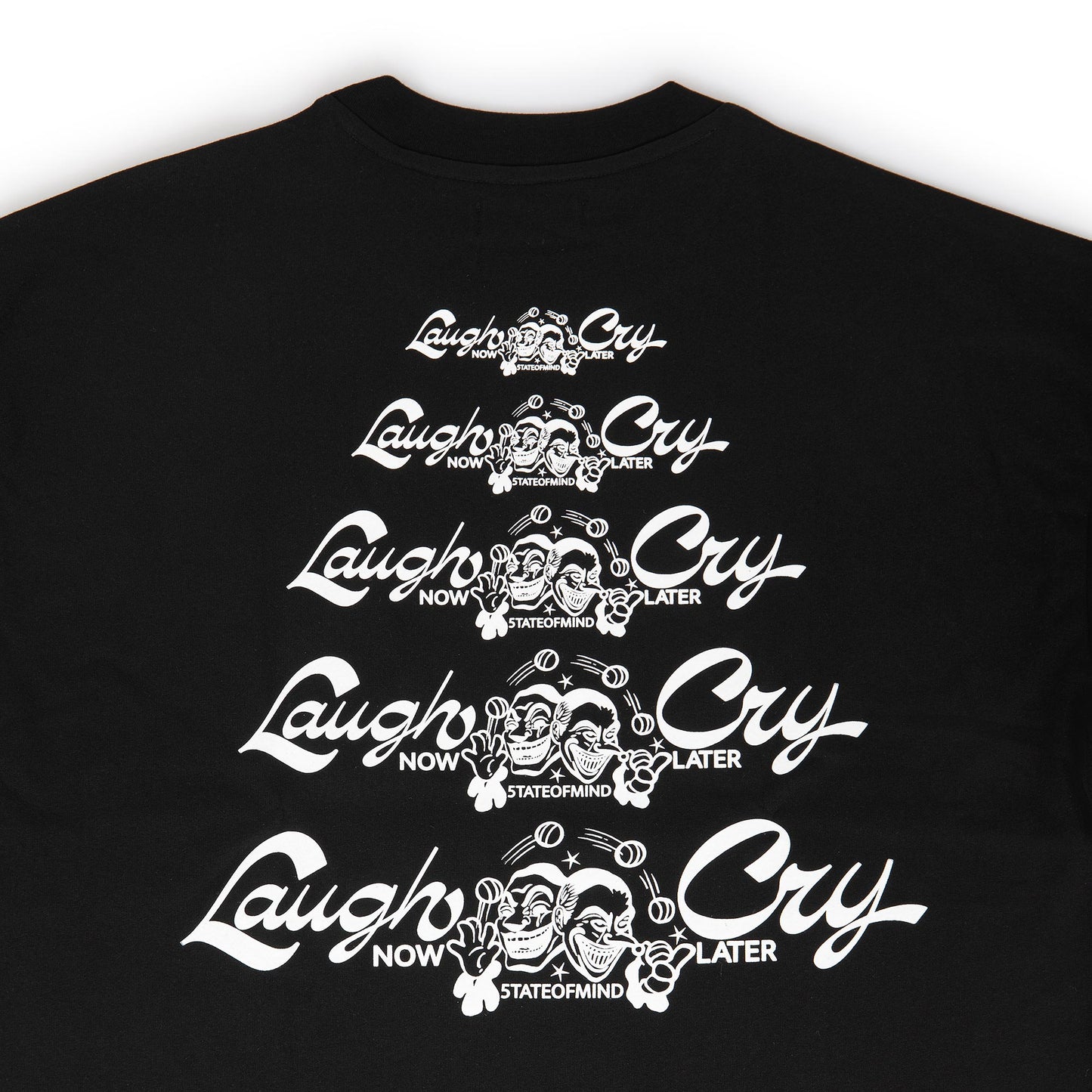 "5OM WORD UP" Laugh Now Cry Later Tee Black