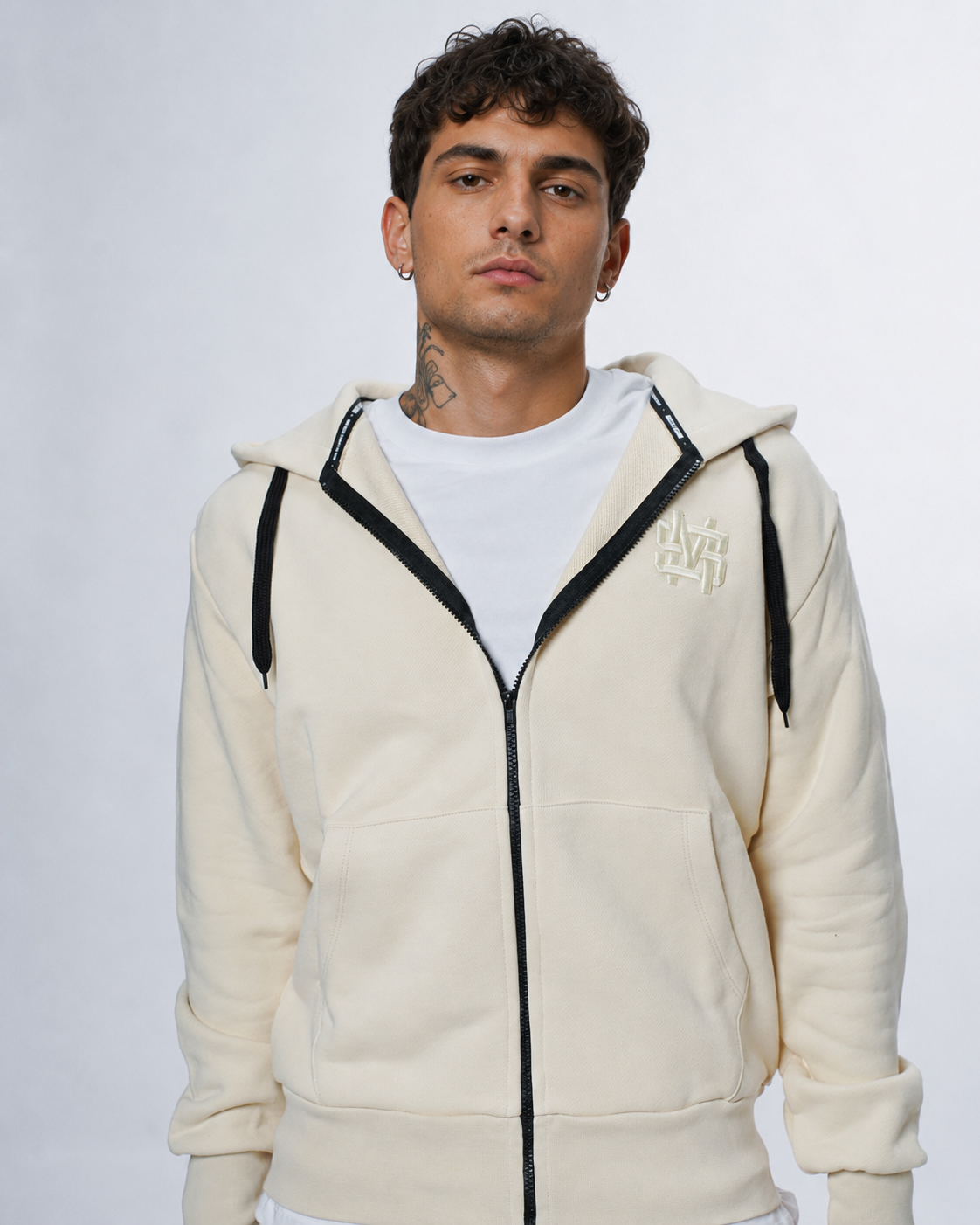 "MONOGRAM" Zip Hoodie Sand T/T 500g