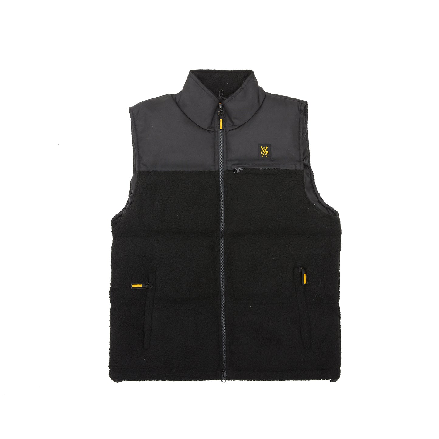 "RETROFUTURE" Sherpa Puffy Vest Black