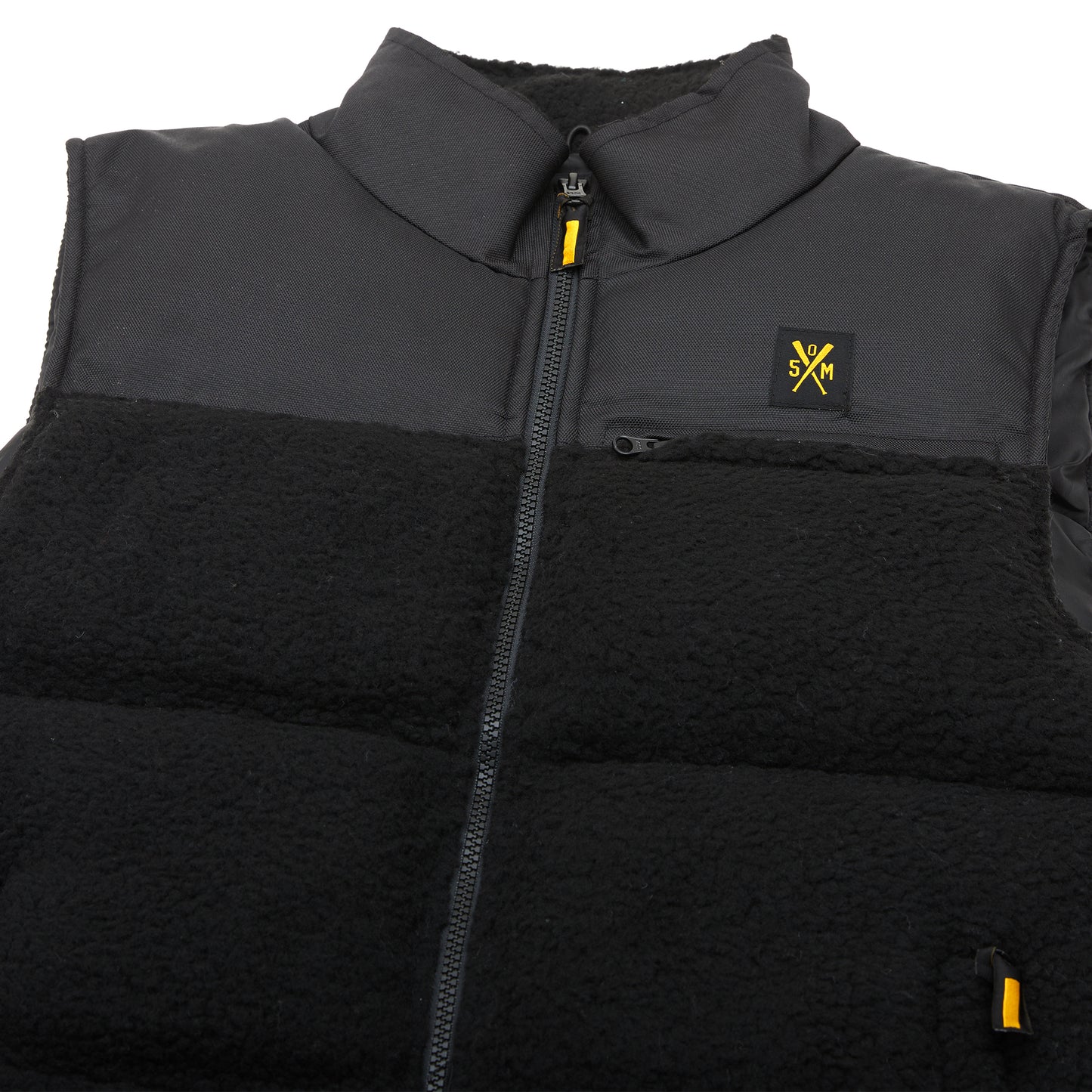 "RETROFUTURE" Sherpa Puffy Vest Black