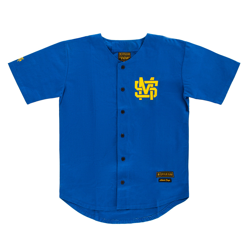 " MONOGRAM " Ripstop Baseball Shirt Blu