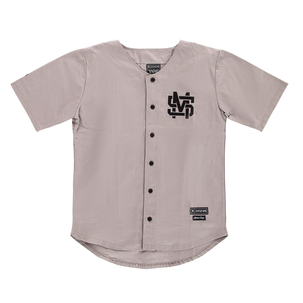 " MONOGRAM " Ripstop Baseball Shirt Grigia