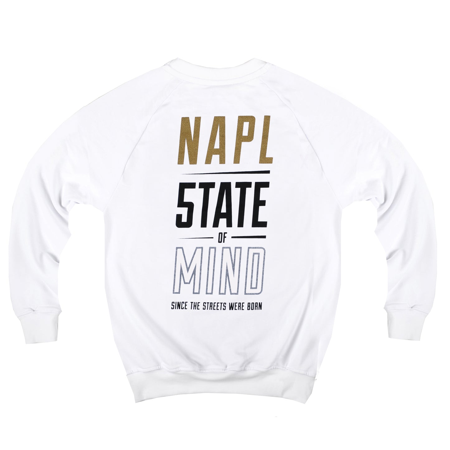 "NAPL CELEBRATION"  gold & reflective white sweatshirt