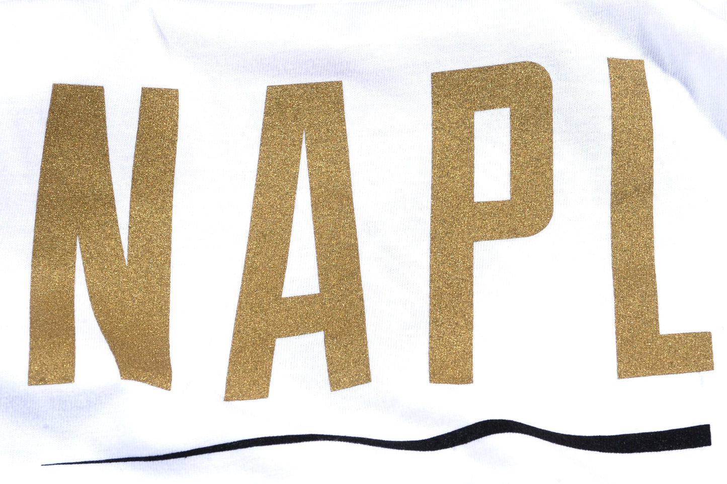 "NAPL CELEBRATION"  gold & reflective white sweatshirt