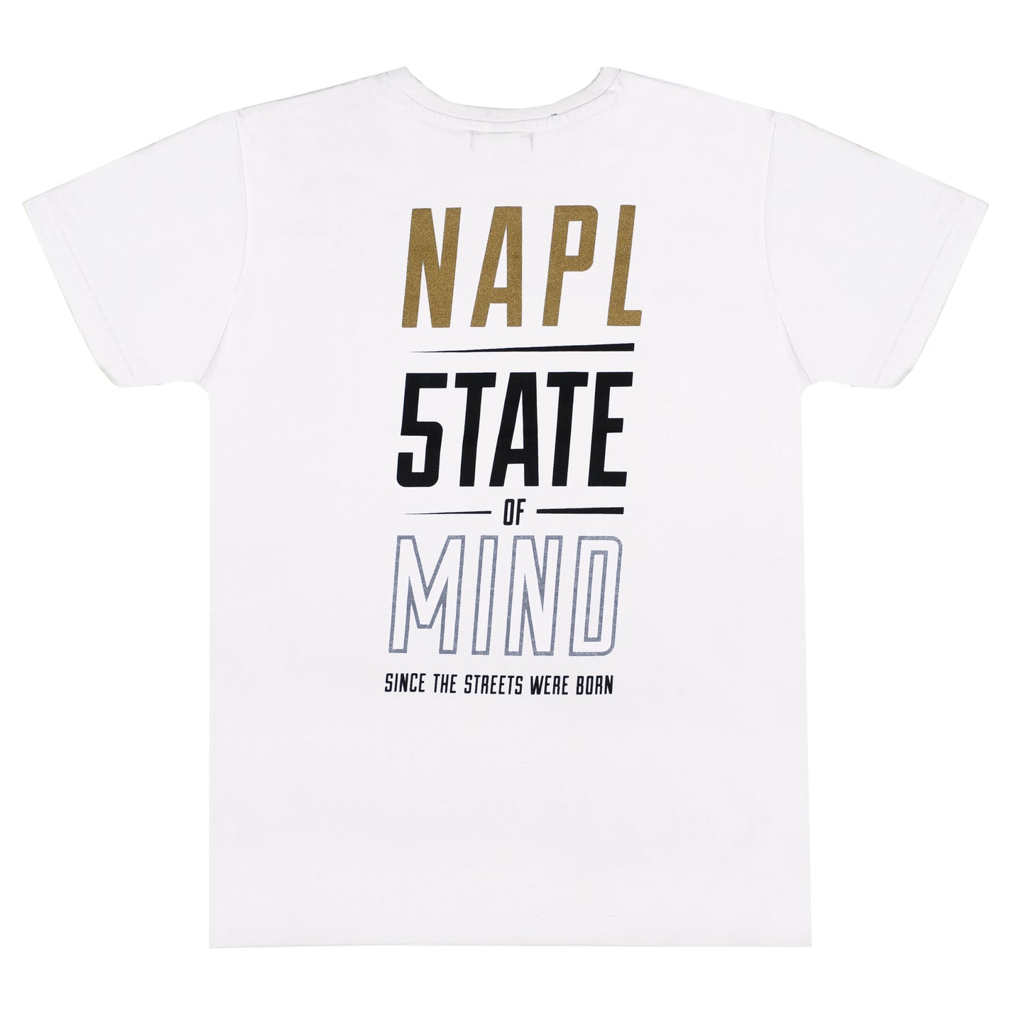 "NAPL CELEBRATION"  gold & reflective white t-shirt